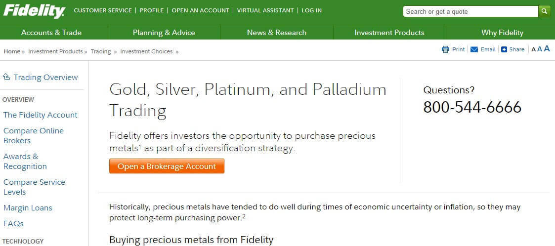 fidelity gold and silver ira